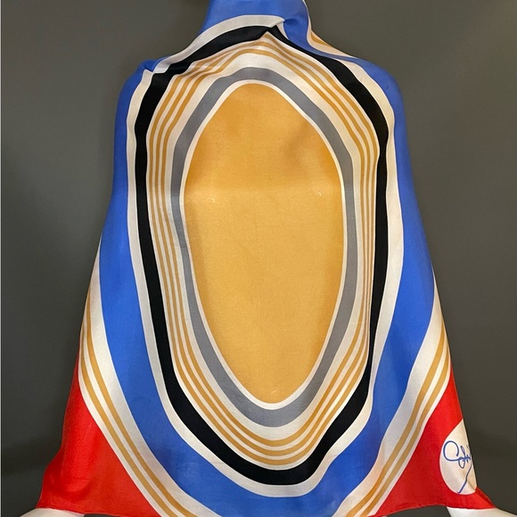 Large Vintage Schiaparelli Silk Scarf 27 In Sq Fair to Good Condition - Picture 3 of 10